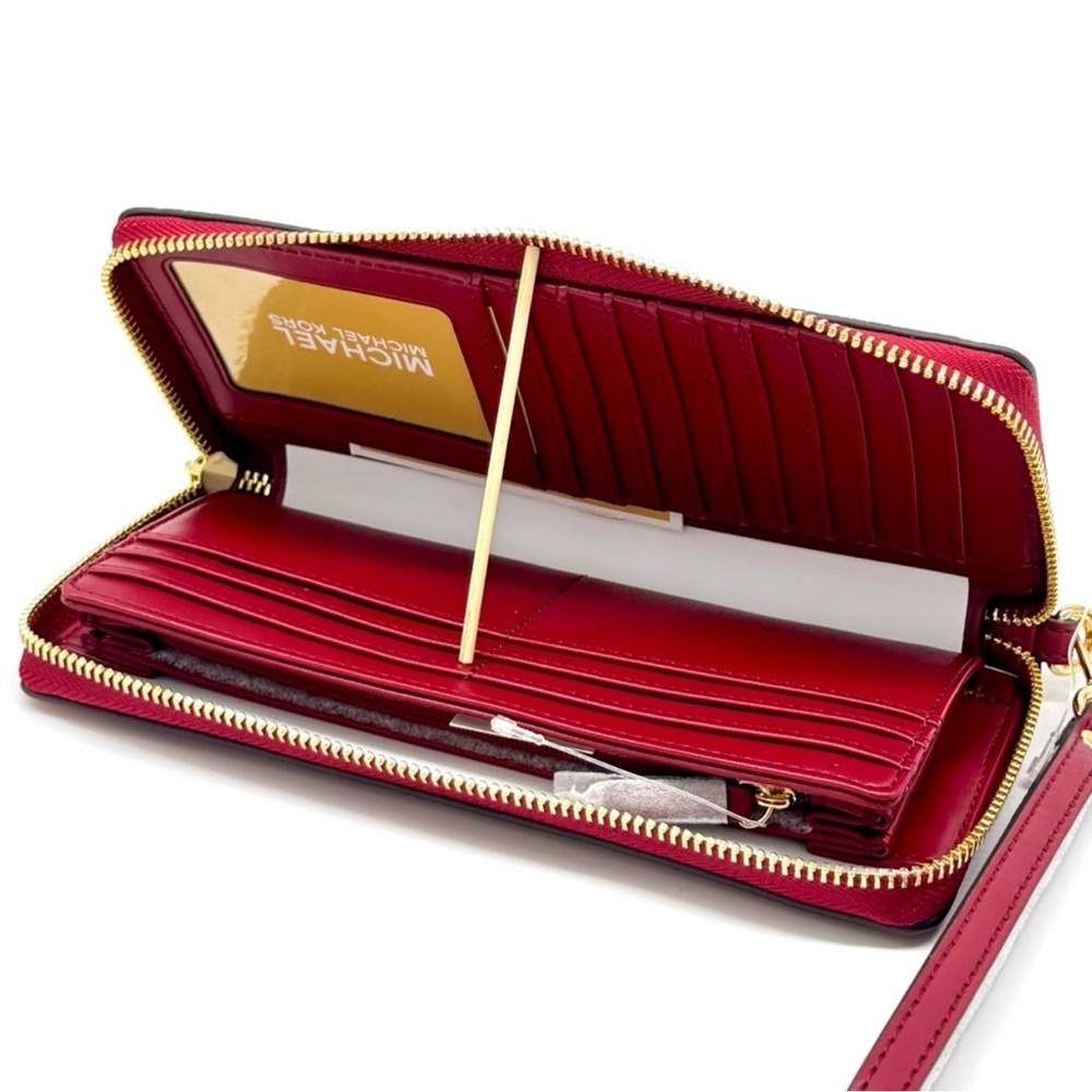 Michael Kors Large Jet Set Travel Signature Continental Wallet - Cherry - Picture 7 of 8